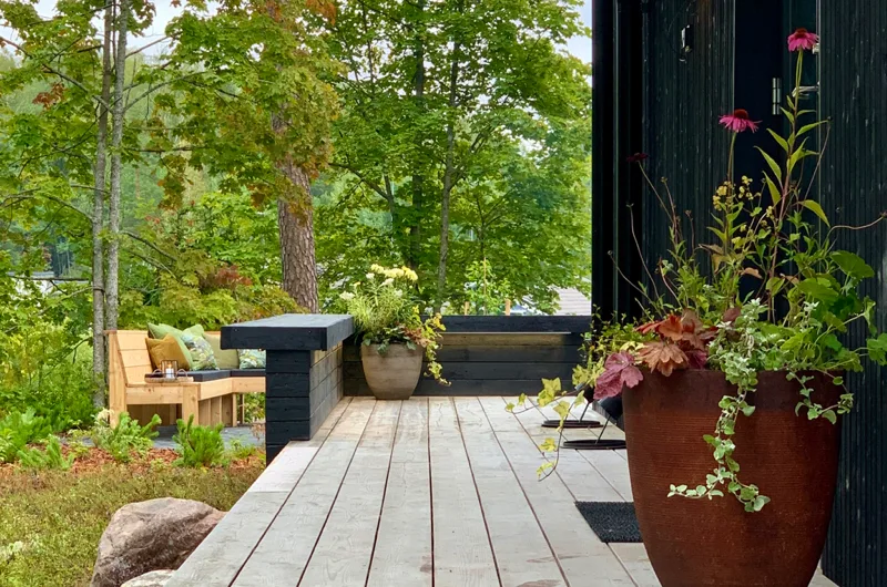 Uudiskohteen pihasuunnitelma Vantaalla: uudiskohde, metsäpiha, kuntta