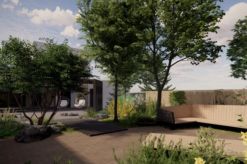 New development garden design in Oulu: ecological garden plan, natural garden, modern garden