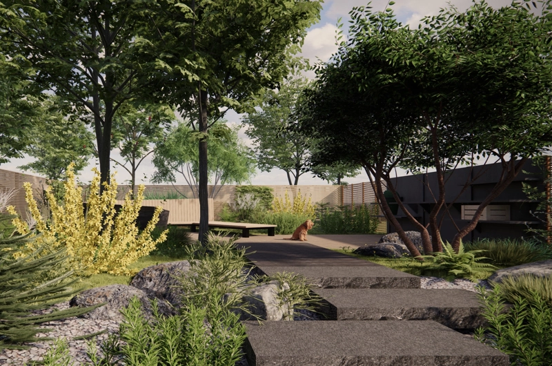 New development garden design in Oulu: ecological garden plan, natural garden, modern garden
