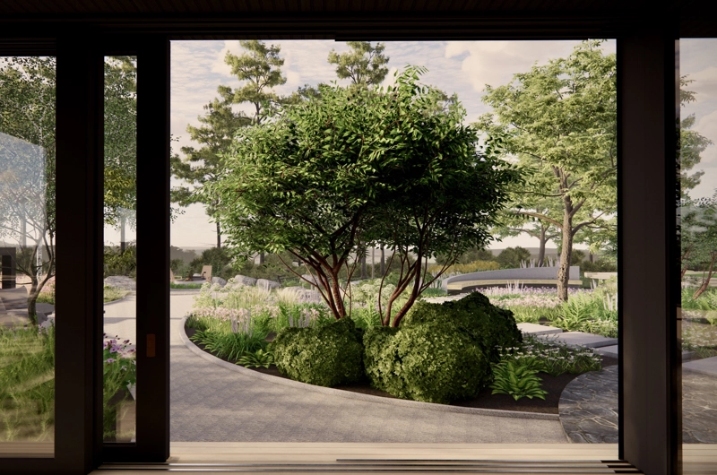 Uudiskohteen pihasuunnitelma Oulu: sadepuutarha, dynaamiset istutusalueet, oleskelualue, terassi, askelpolku, pihakiveys